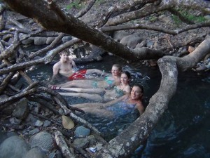 Students enjoying the hotsprings of Caldera, town near to Boquete.