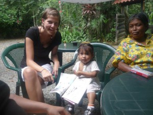 Foreign volunteer with local indigenous girl