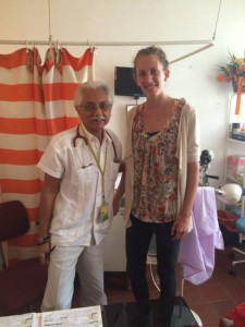 European girl with Panamanian doctor in clinic