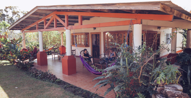Front of the Hostel of Spanish by the River - Boquete